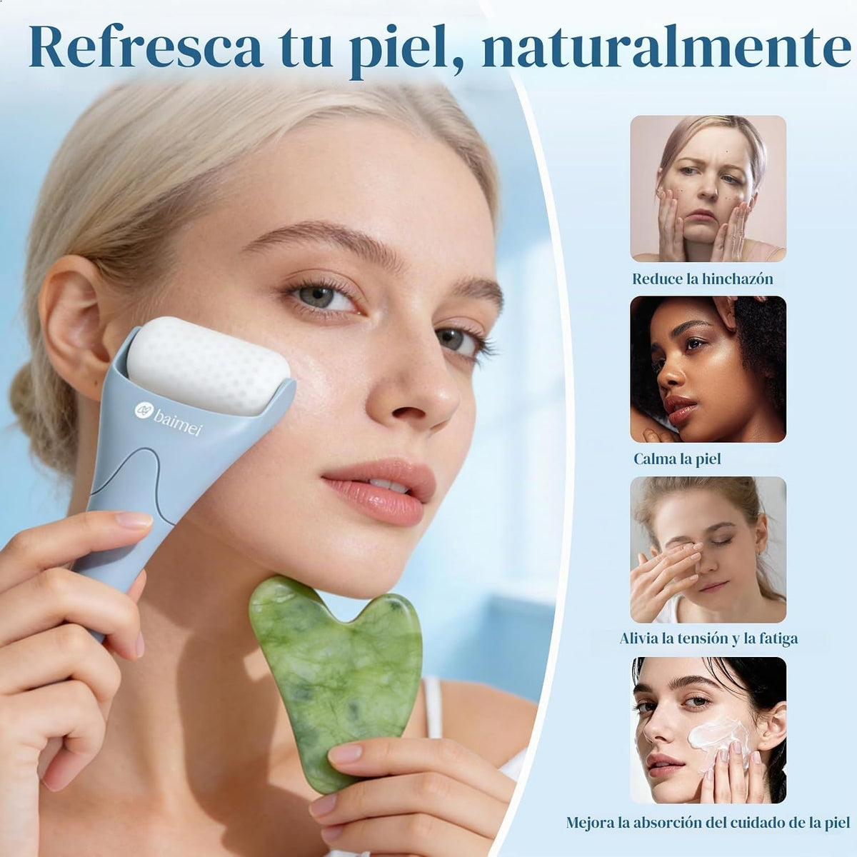 BAIMEI IcyMe - Rodillo de hielo para cara y juego de herramientas f...