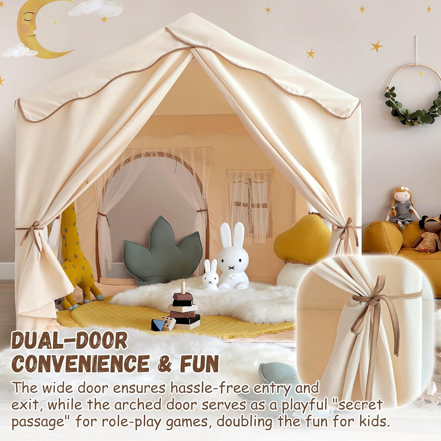 Tienda de campaña para niños con doble puerta castillo de juegos pa...