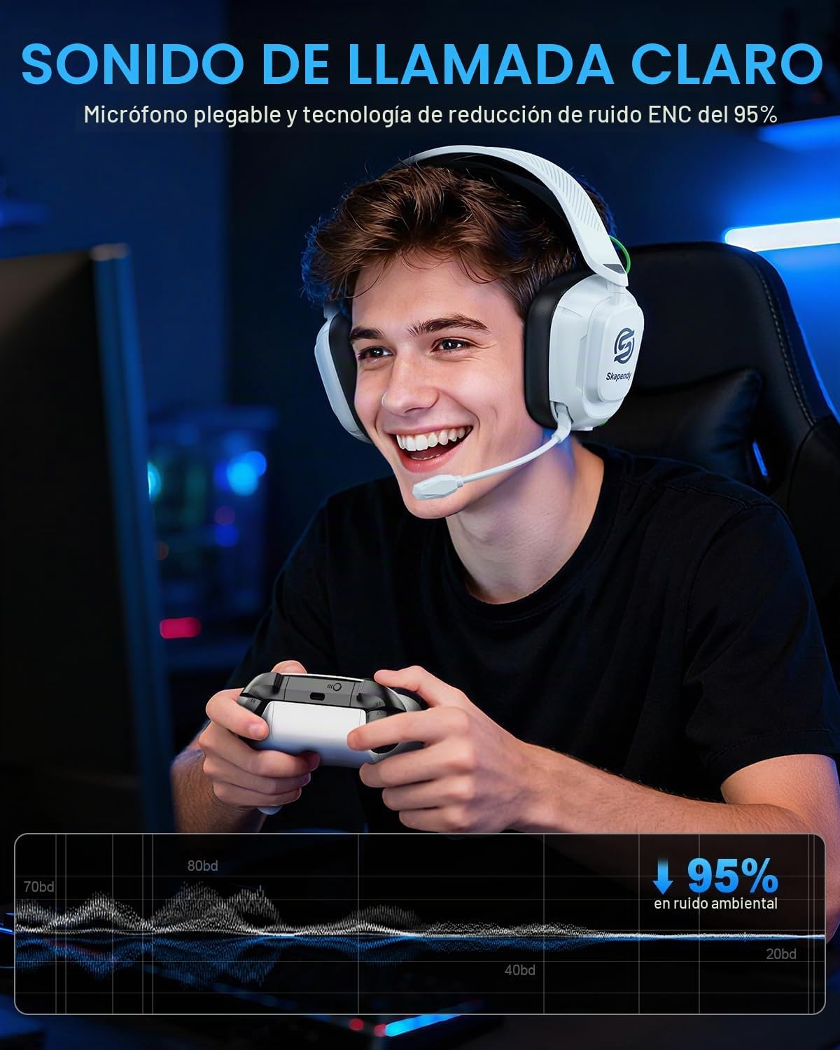 SKAPENDY Auriculares inalámbricos para juegos de 2.4 GHz para Xbox...