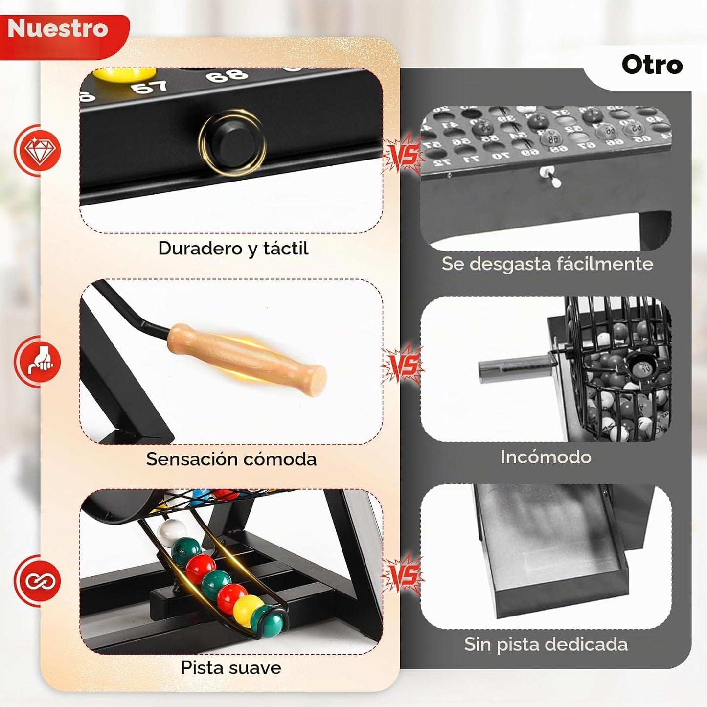 AugFir Juego de bingo profesional de lujo, juegos de bingo de mesa...