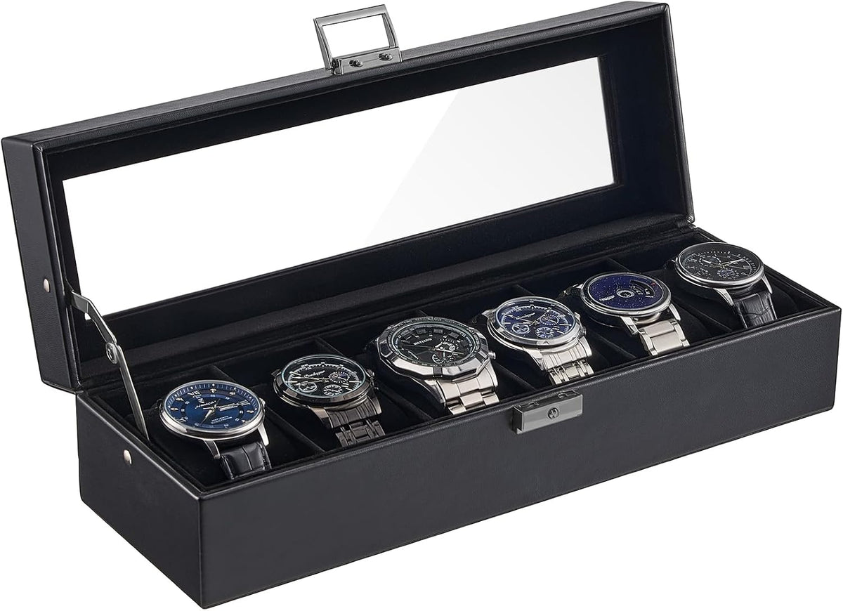 ProCase Caja de reloj con 6 ranuras para hombres -AllBlack | Organi...
