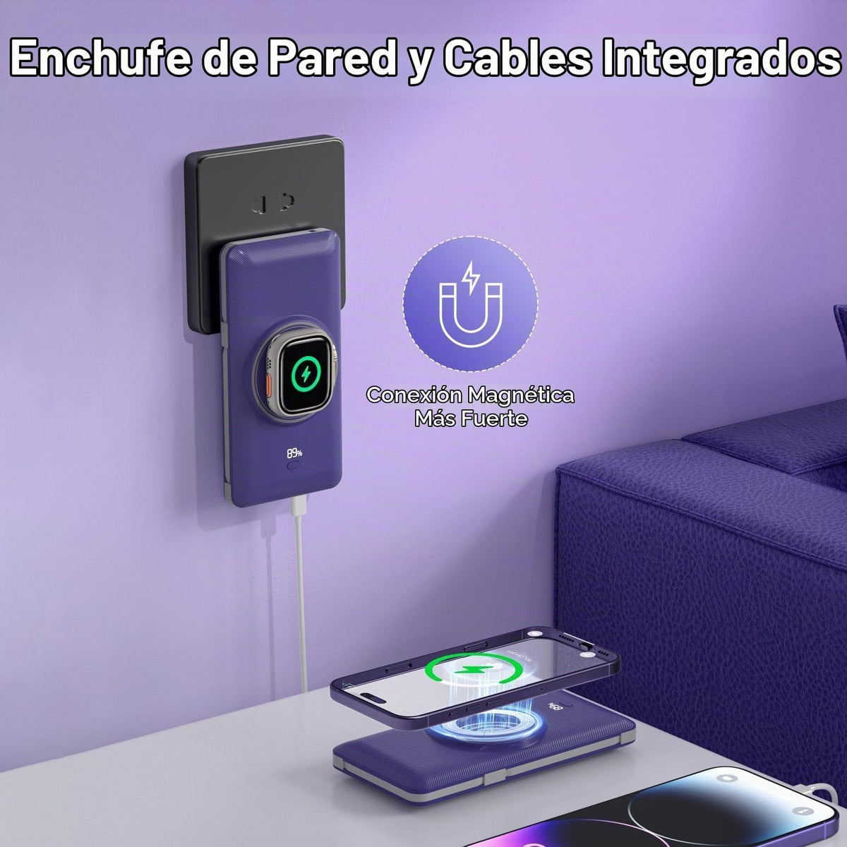 LUCKYFELLOW Banco de energía inalámbrico para teléfonos y Apple Wat...