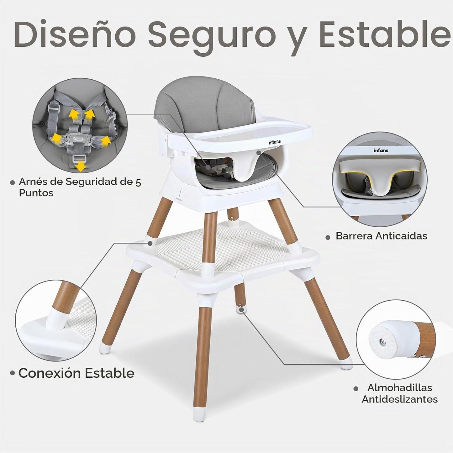 INFANS Silla alta para bebé, silla alta convertible 9 en 1 para beb...