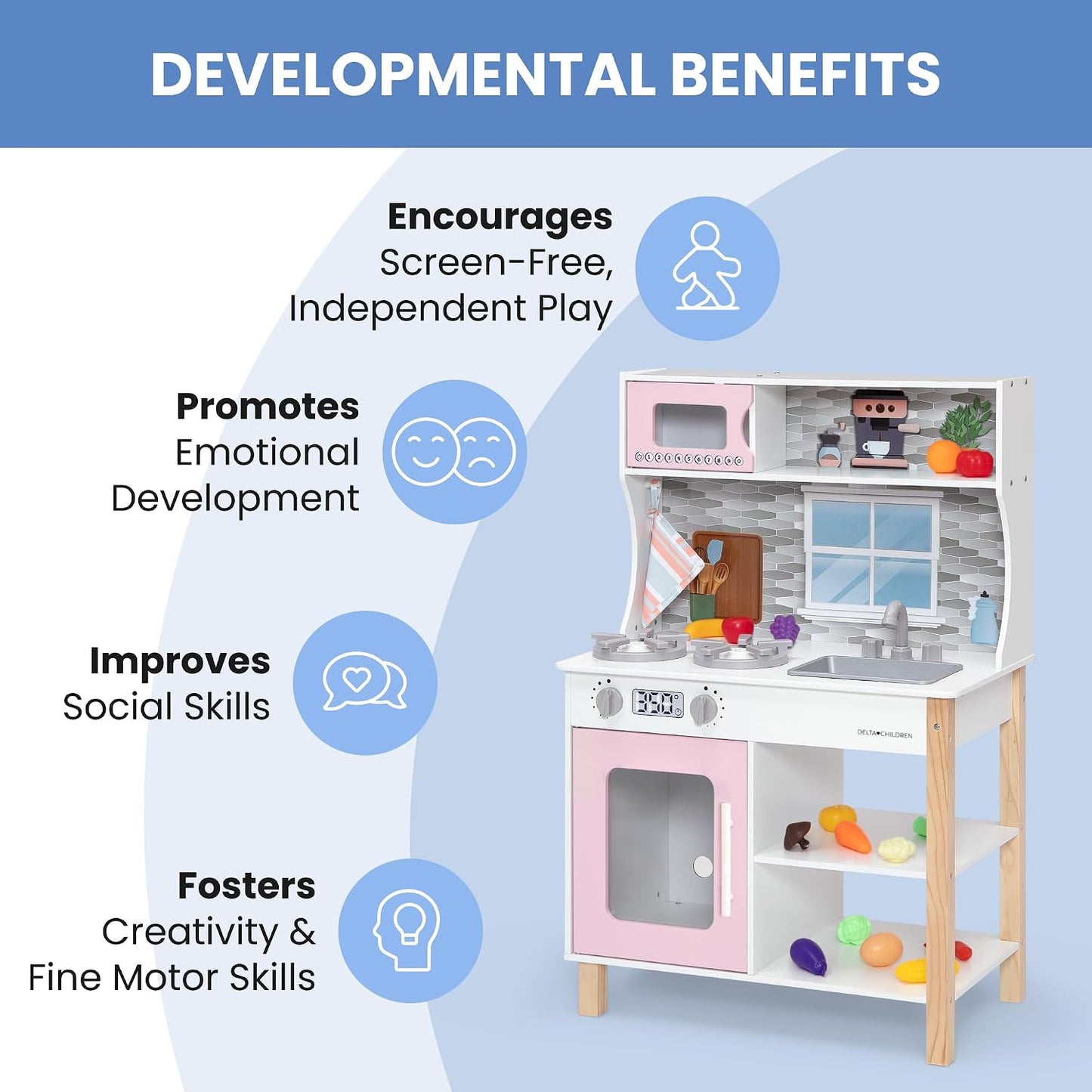 Delta Children Tiny Chef Play Kitchen - Juego de cocina de juguete...