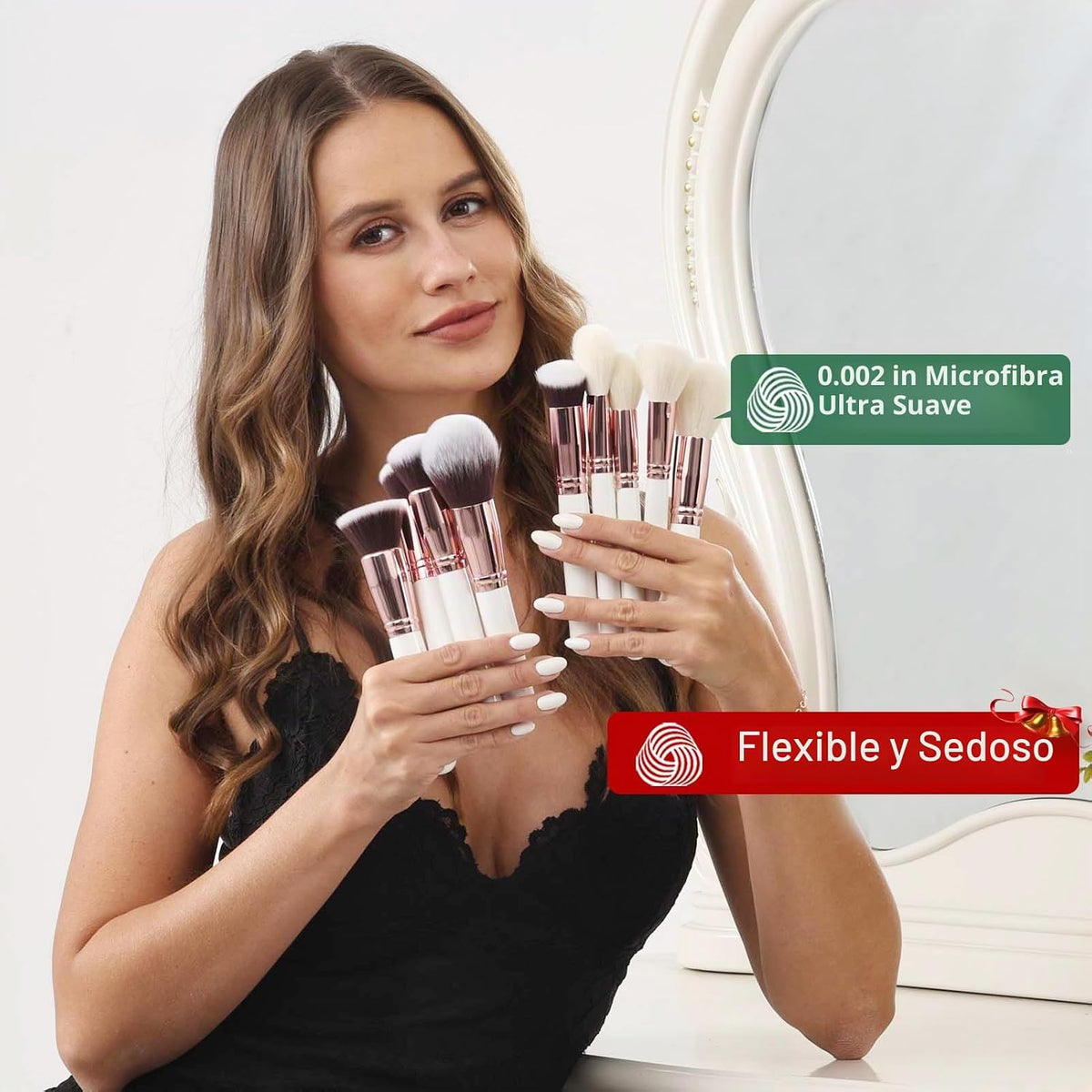 Set de brochas de maquillaje profesional 32 piezas de pelo de cabra...