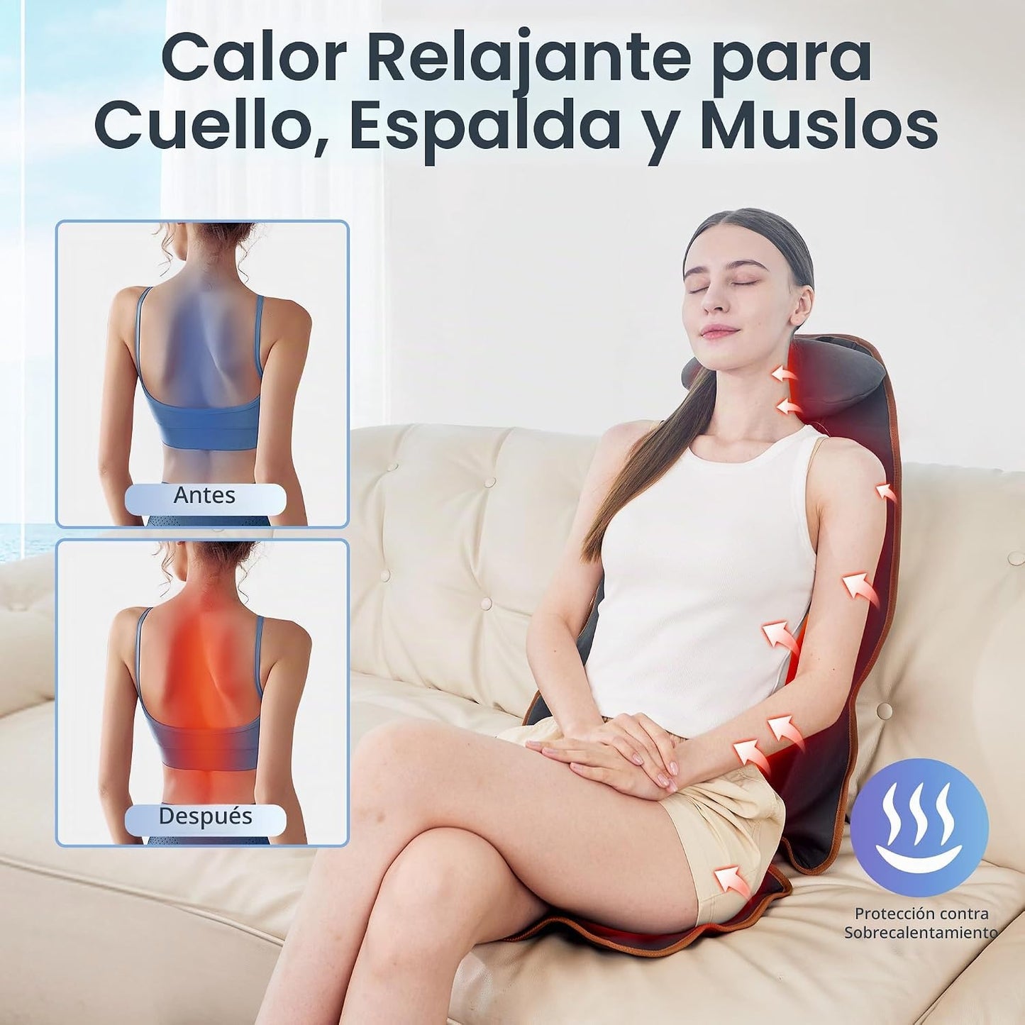SLOTHMORE - Masajeador de espalda para silla, almohadilla de masaje...