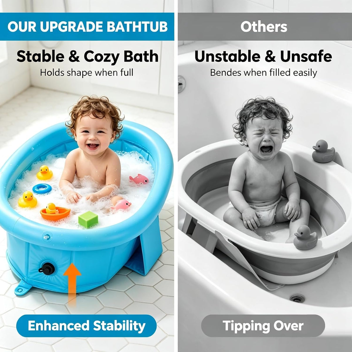 Bañera de bebé para recién nacidos hasta niños pequeños de 1 a 6 añ...