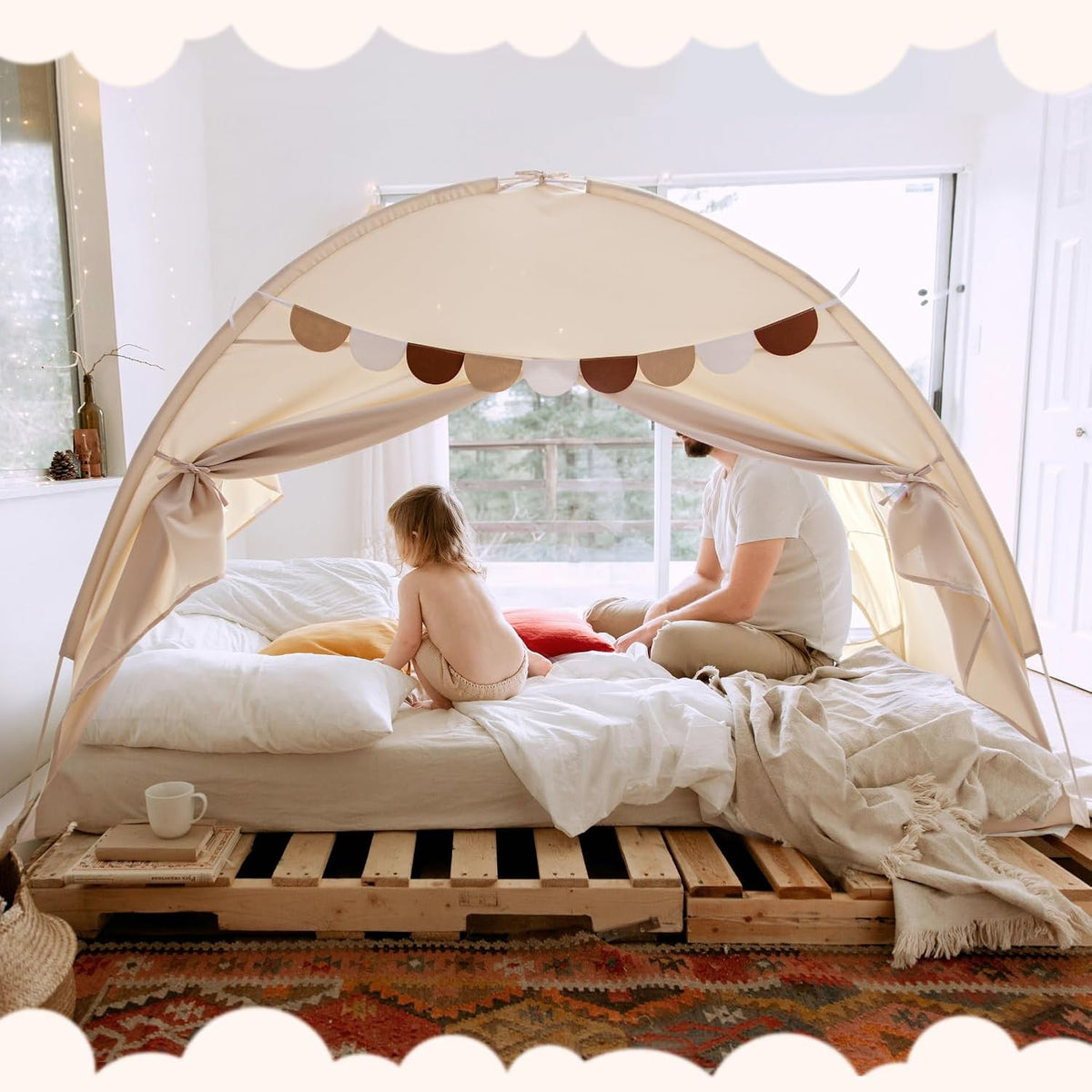 Toldo de cama de tamaño completo, litera para niños, tienda de camp...