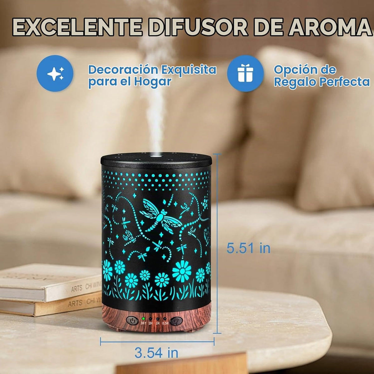 JOYOLO Difusor de aceite esencial de metal de 4.2 onzas líquidas de...