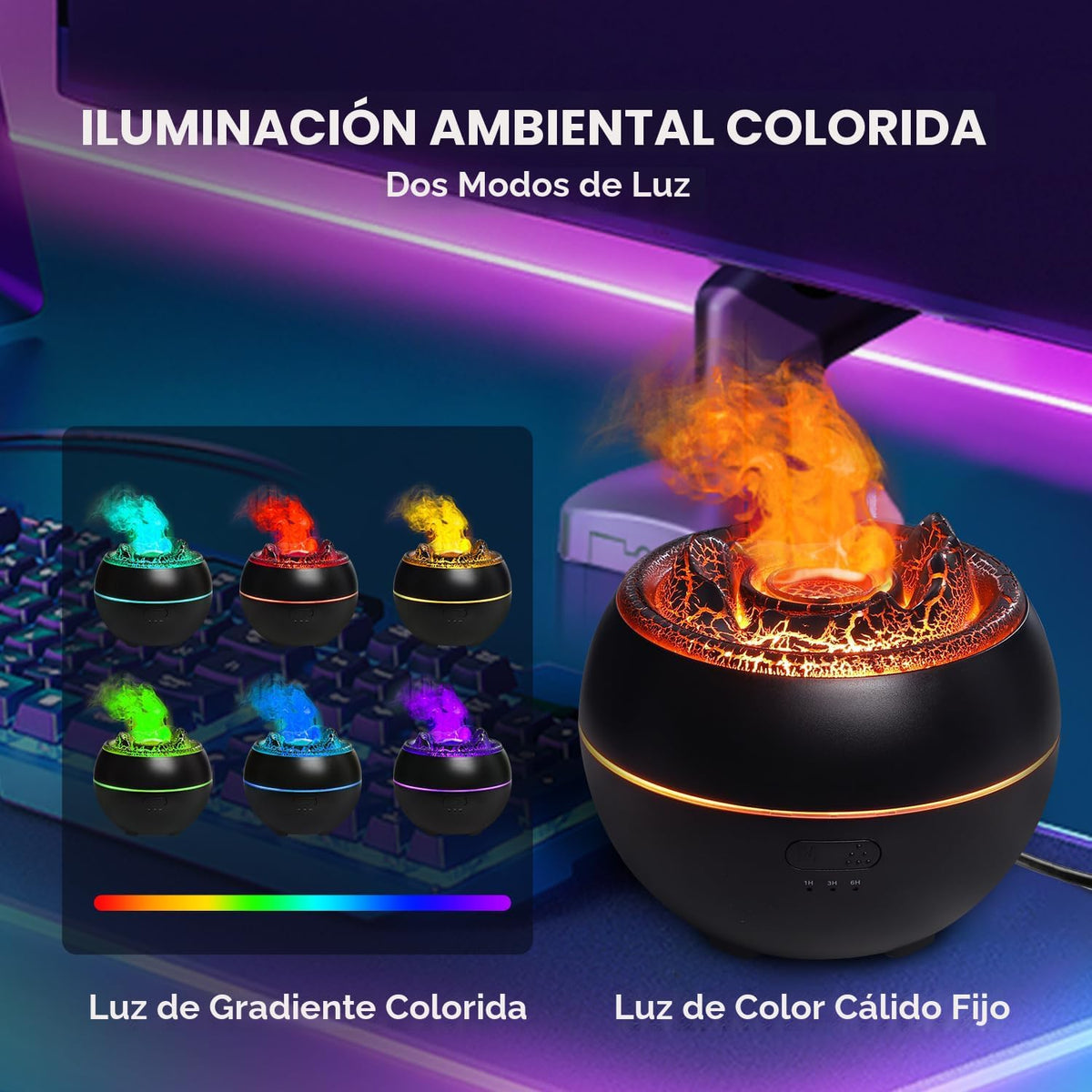 YALEDI Difusor de Aceite Esencial, Difusor de Aromaterapia de Llama...