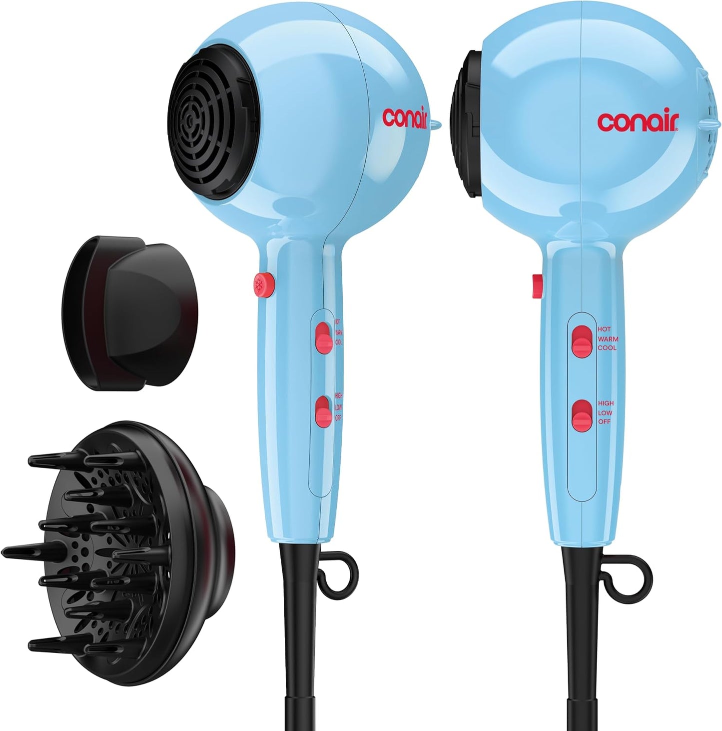 Conair Secador de pelo Cake Pop con accesorios difusores y concentr...