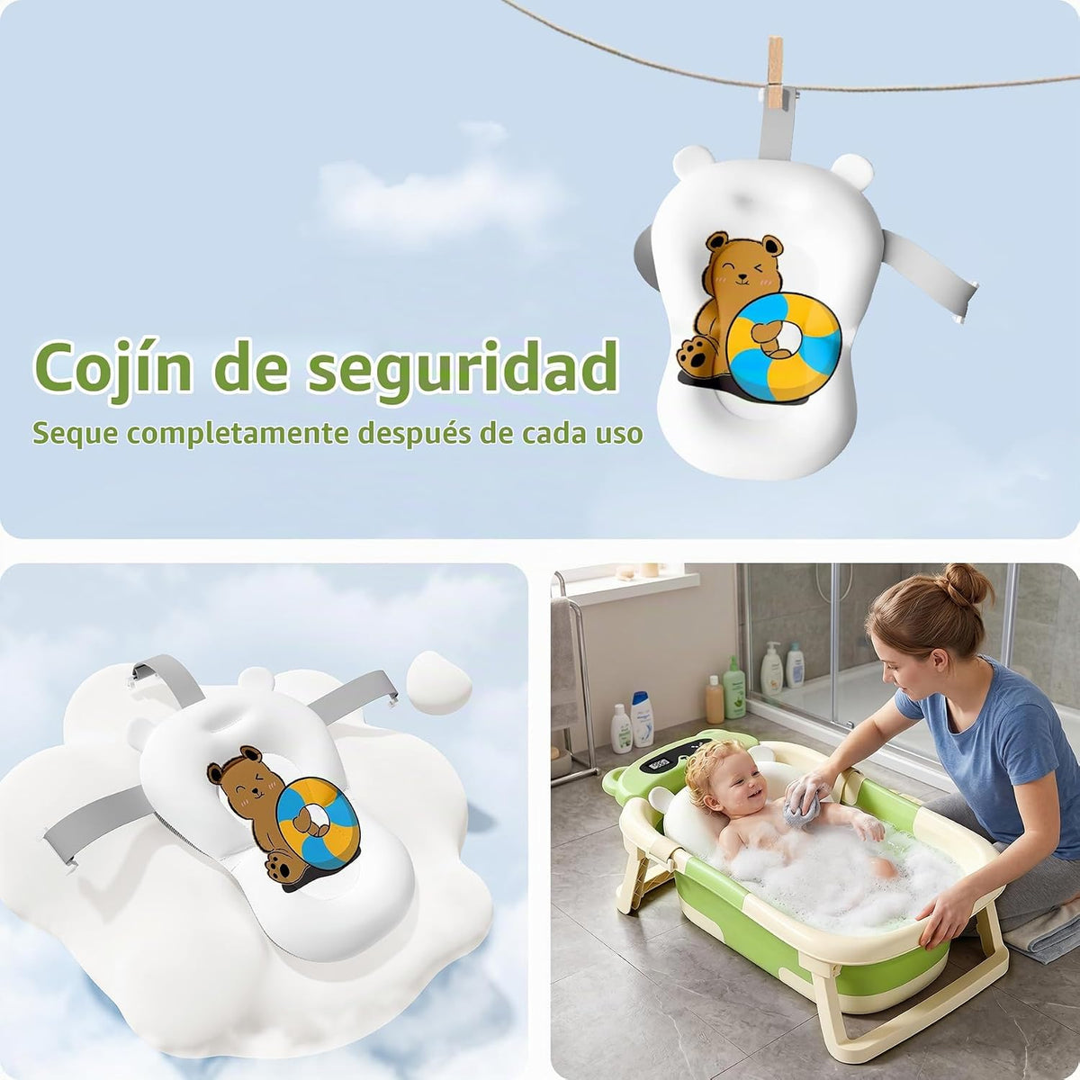 Kerbwry Bañera plegable para bebés recién nacidos y niños pequeños...