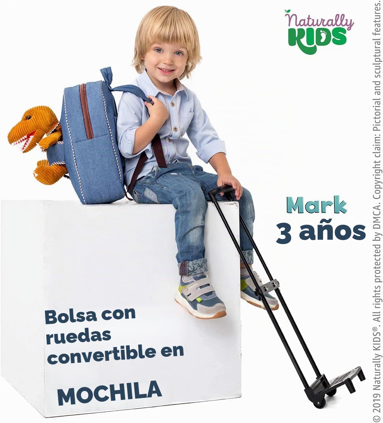 Maleta para niños pequeños con juguetes de dinosaurio, mochila roda...