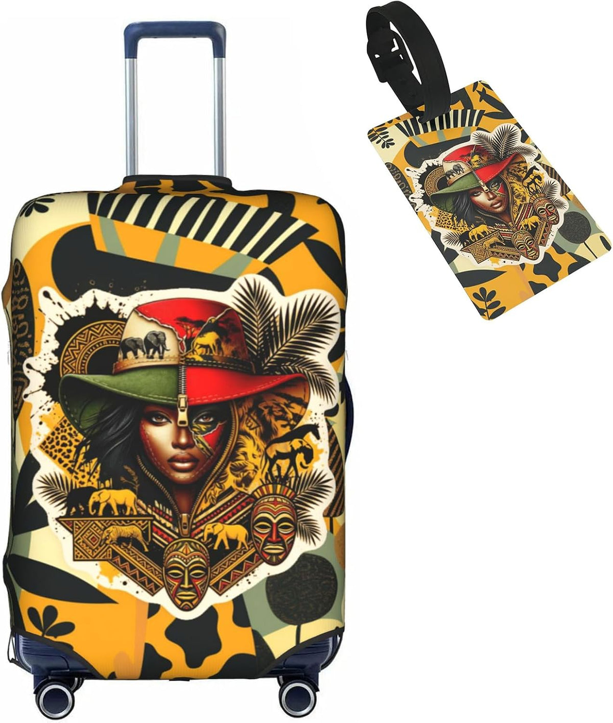 Hepmant Protector de maleta de viaje para mujer afroamericana, elás...