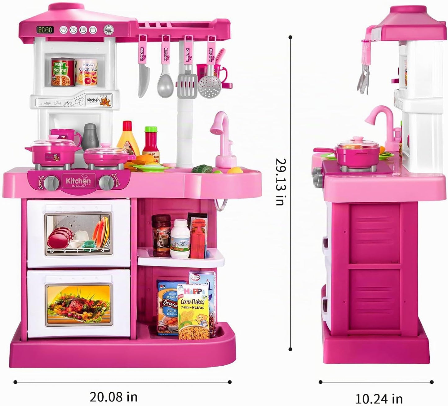 Juego de cocina para niños TEMI, 34 piezas, juguetes de cocina para...