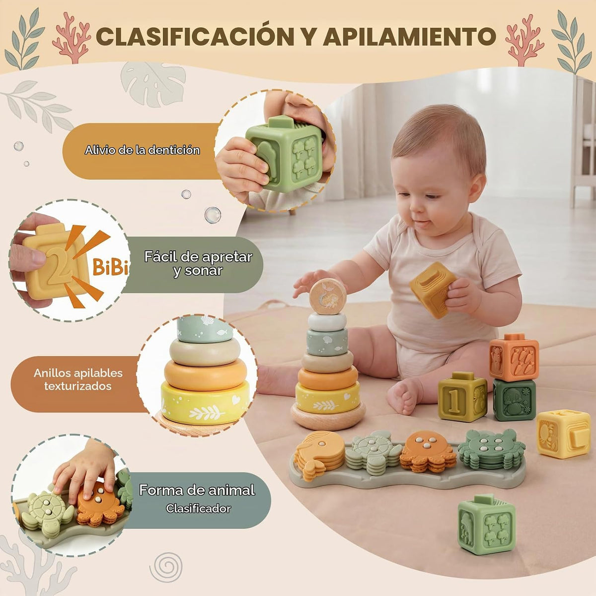 FEBALHS Juguetes para bebés de 6 a 12 meses, juguetes Montessori pa...