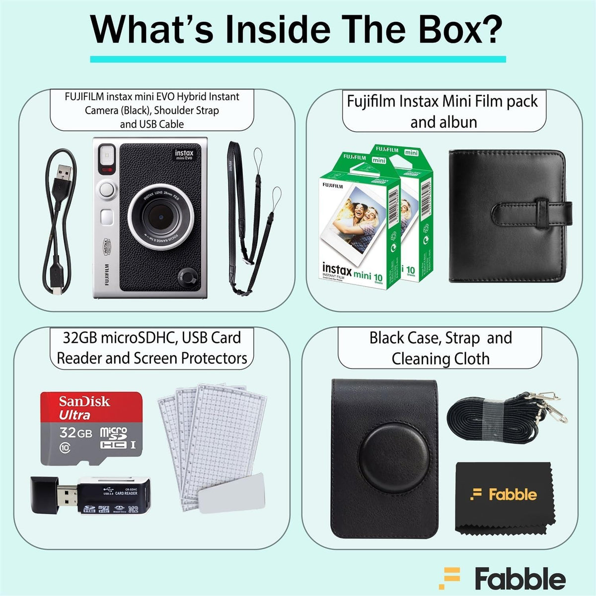 Fujifilm Instax Mini Evo - Cámara instantánea híbrida (negro) con p...