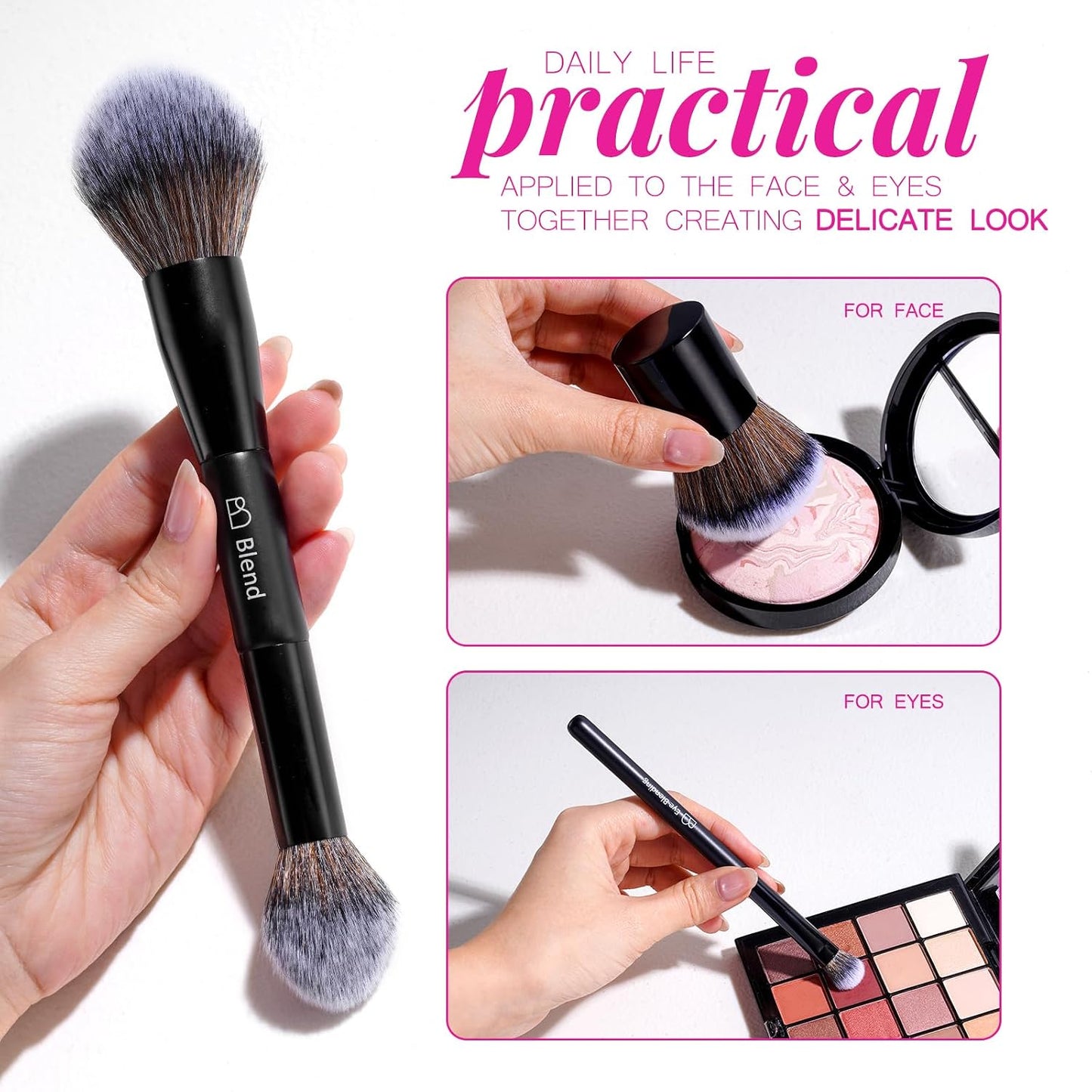 Brochas de maquillaje profesionales BS-MALL con estuche de viaje, b...
