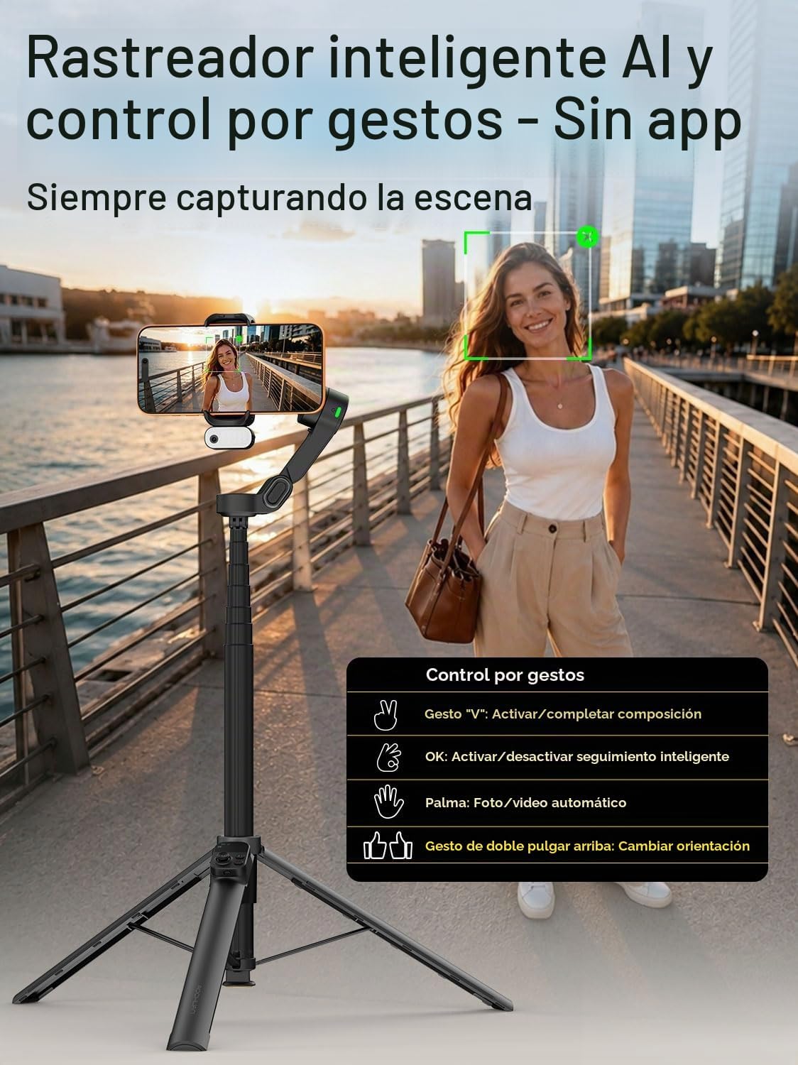 AOCHUAN Estabilizador cardán de 70.9 pulgadas para iPhone con módul...