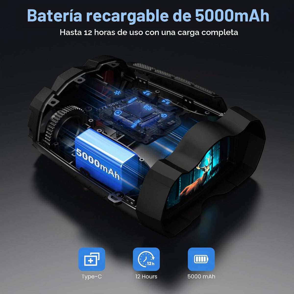WARMTUYO Gafas de visión nocturna, binoculares 4K con cámara, panta...