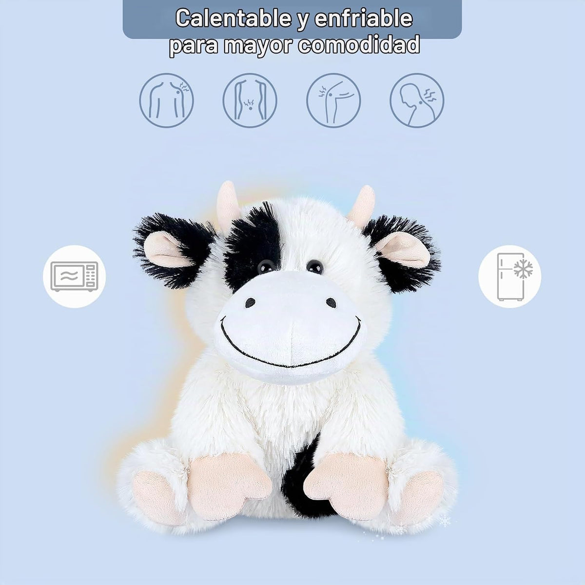 SuzziPals Peluche de vaca calentable y refrigerable, almohadilla té...