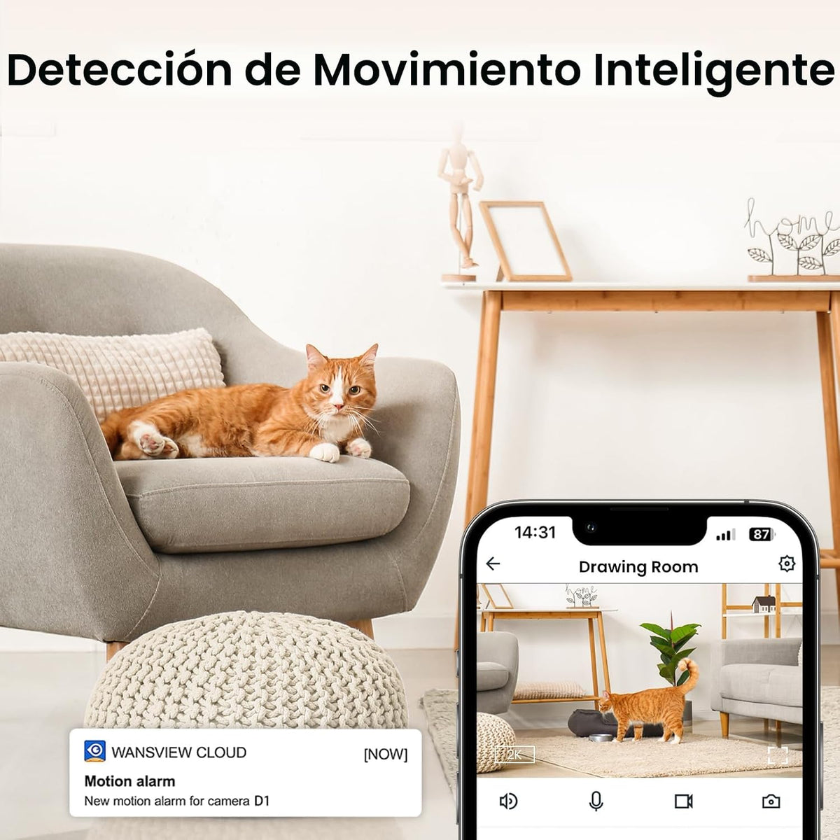 Cinnado - Cámara de seguridad para interiores 2K, cámaras WiFi 360°...