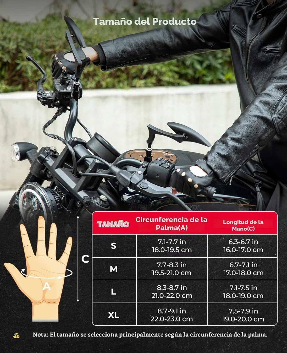 KEMIMOTO Guantes de motocicleta de piel de oveja sin dedos, guantes...