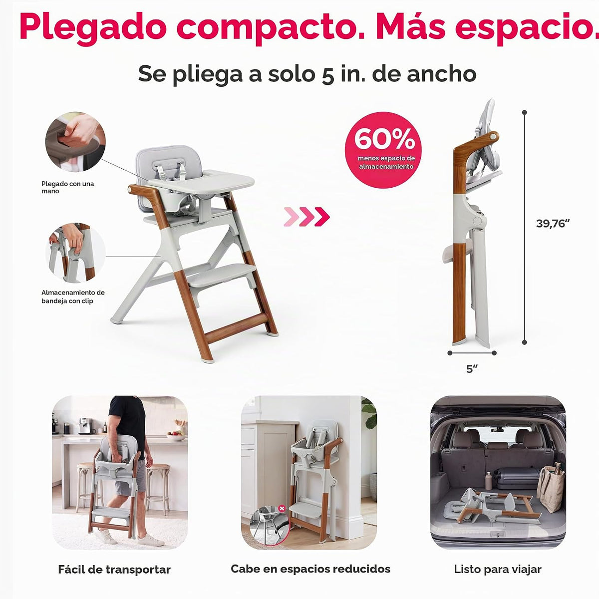 SYNCFUN Silla alta convertible para bebé, sillas altas plegables pa...