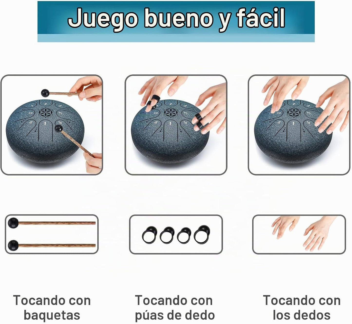 Tambor de lengua de acero 6 pulgadas 8 notas instrumento musical, r...