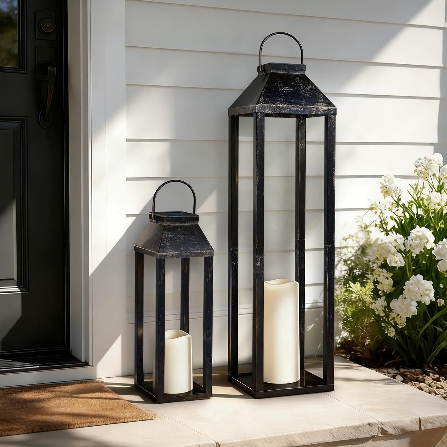Faroles solares grandes para exteriores, impermeables, faroles deco...
