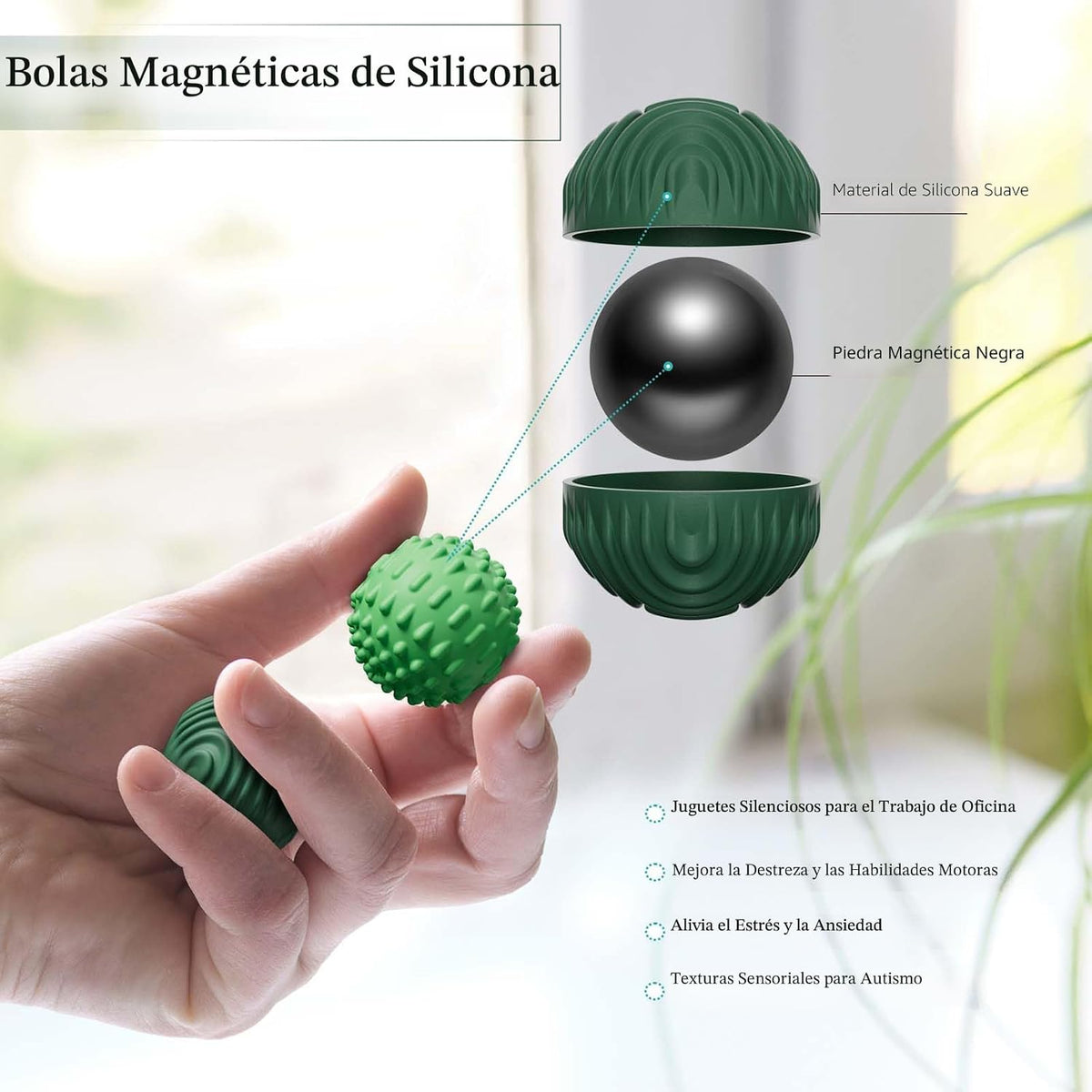 luckdoor Bolas Magnéticas de Silicona Juguetes Fidget para Adultos...