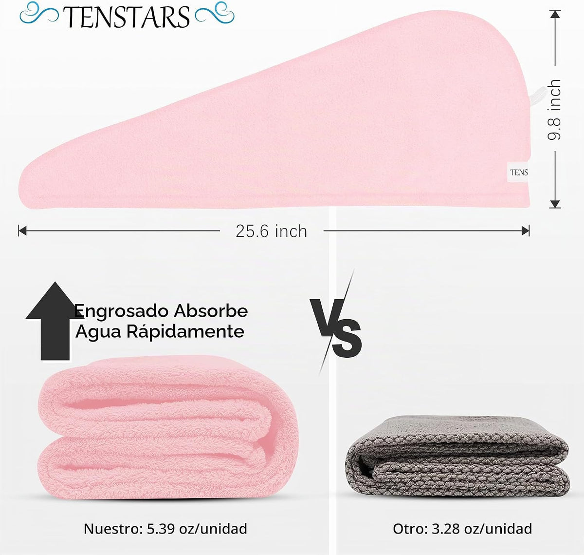 TENSTARS Paquete de 5 toallas envolventes de microfibra engrosadas...