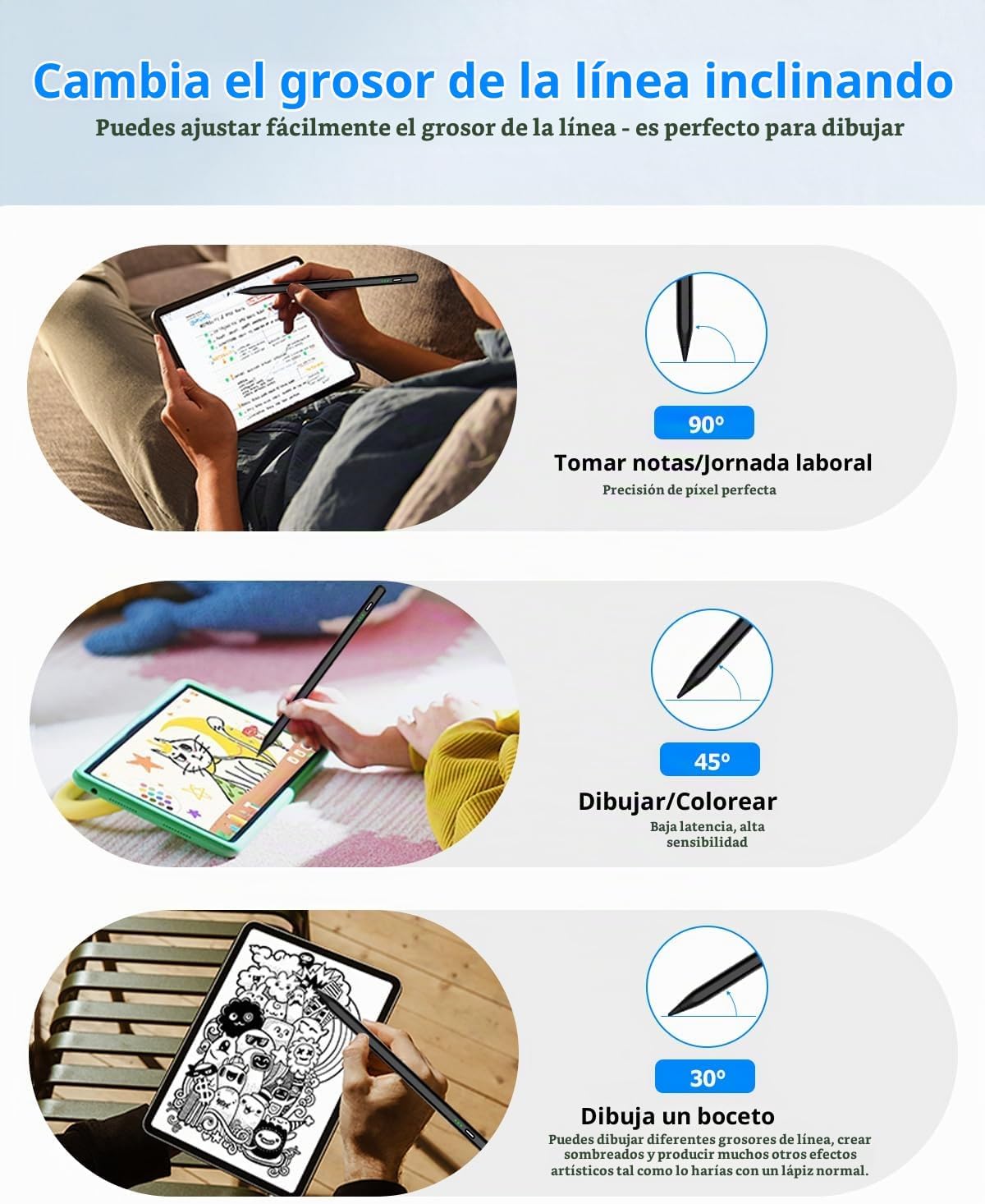 MYSTILUCK Lápiz óptico negro para Apple iPad 2018-2025, (carga 2 ve...