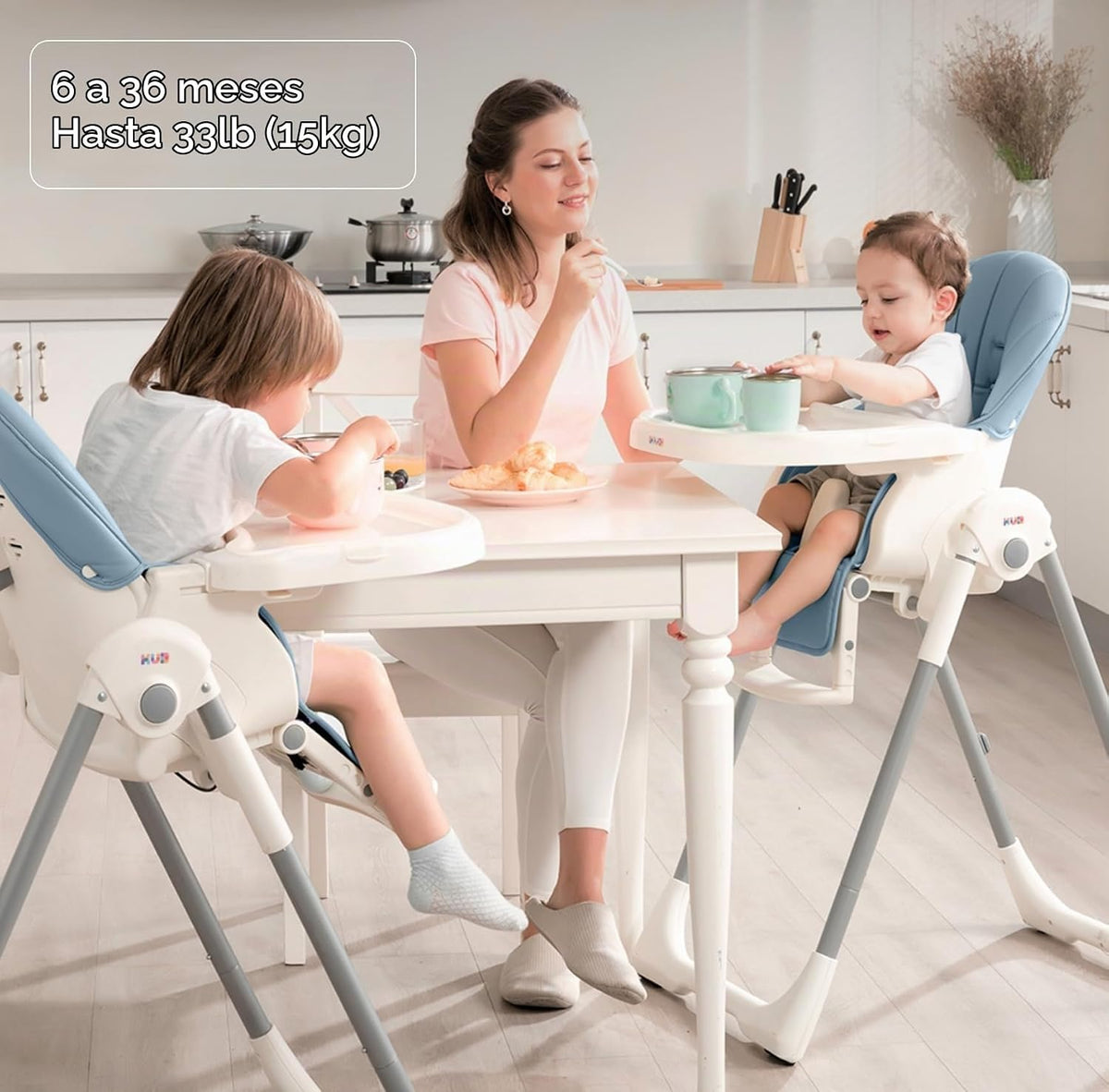 KUB Silla alta plegable 3 en 1 para bebé (azul) | Sillas altas mult...