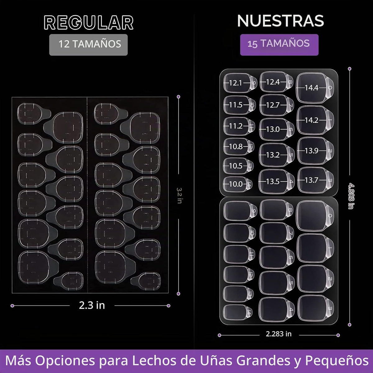 BTArtbox - Pestañas adhesivas para uñas, 10 hojas, 15 tamaños para...