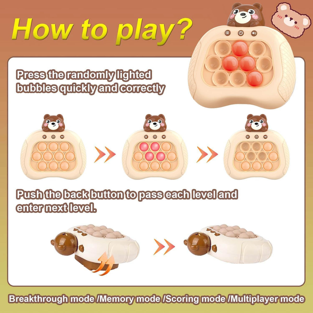 Juegos de Pulsación Rápida Lesipee, Consola de Juego de Mano, Conso...
