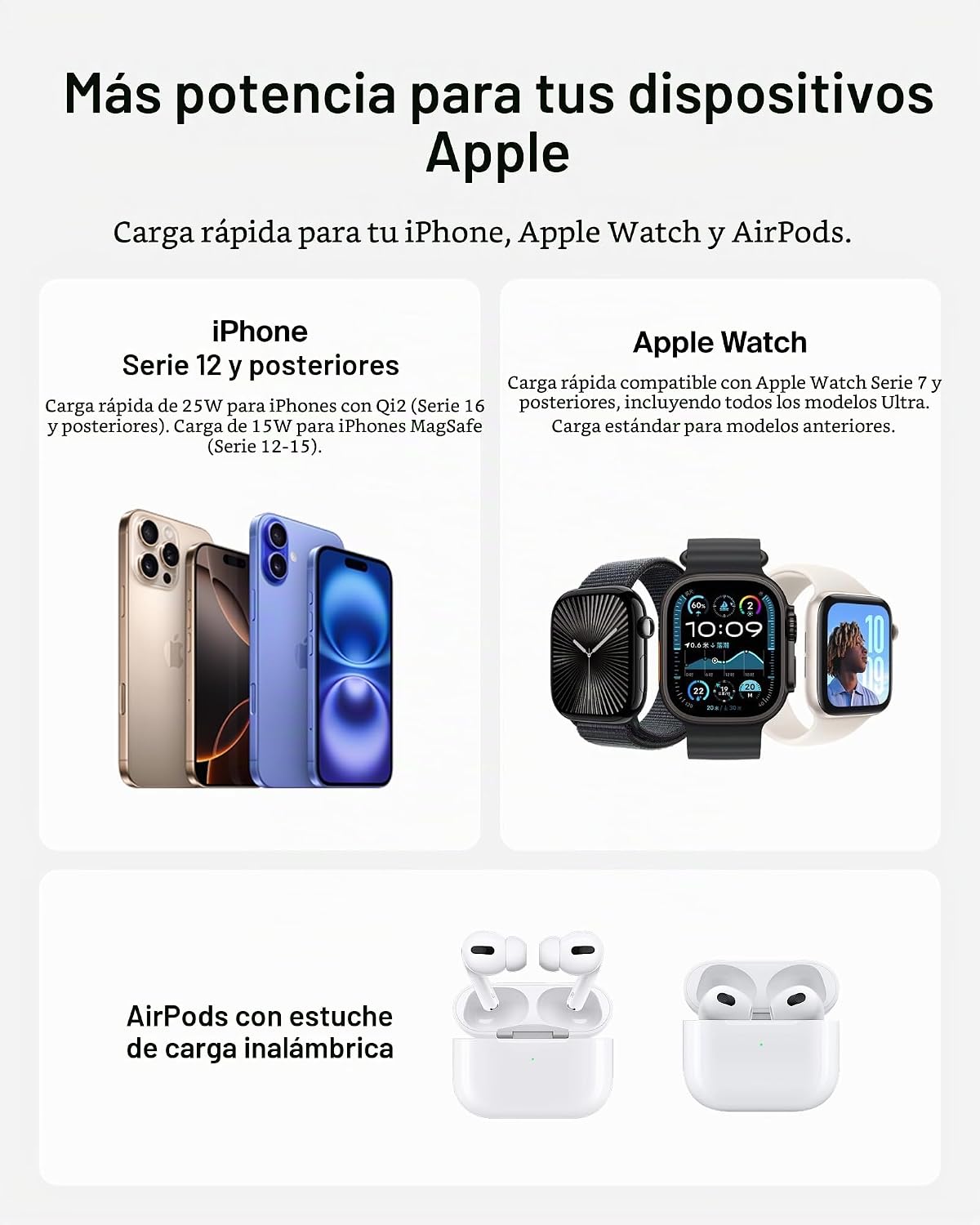 Belkin Qi2.2 25W inalámbrico 3 en 1 estación de carga rápida plegab...