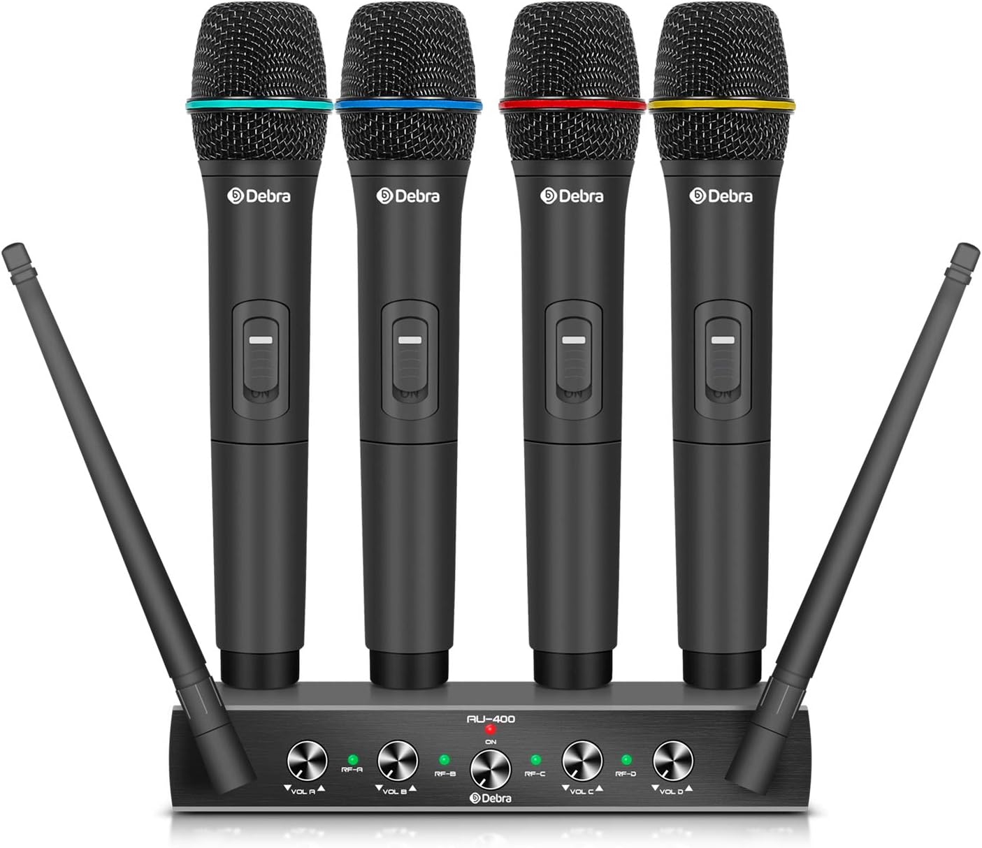 Debra Audio Pro UHF Sistema de micrófono inalámbrico de 4 canales c...