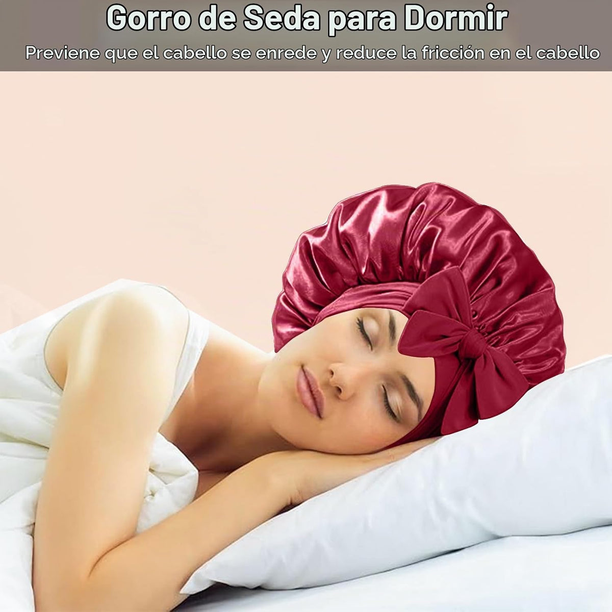 2 gorros de satén de seda para mujeres dormidas, grandes gorros de...