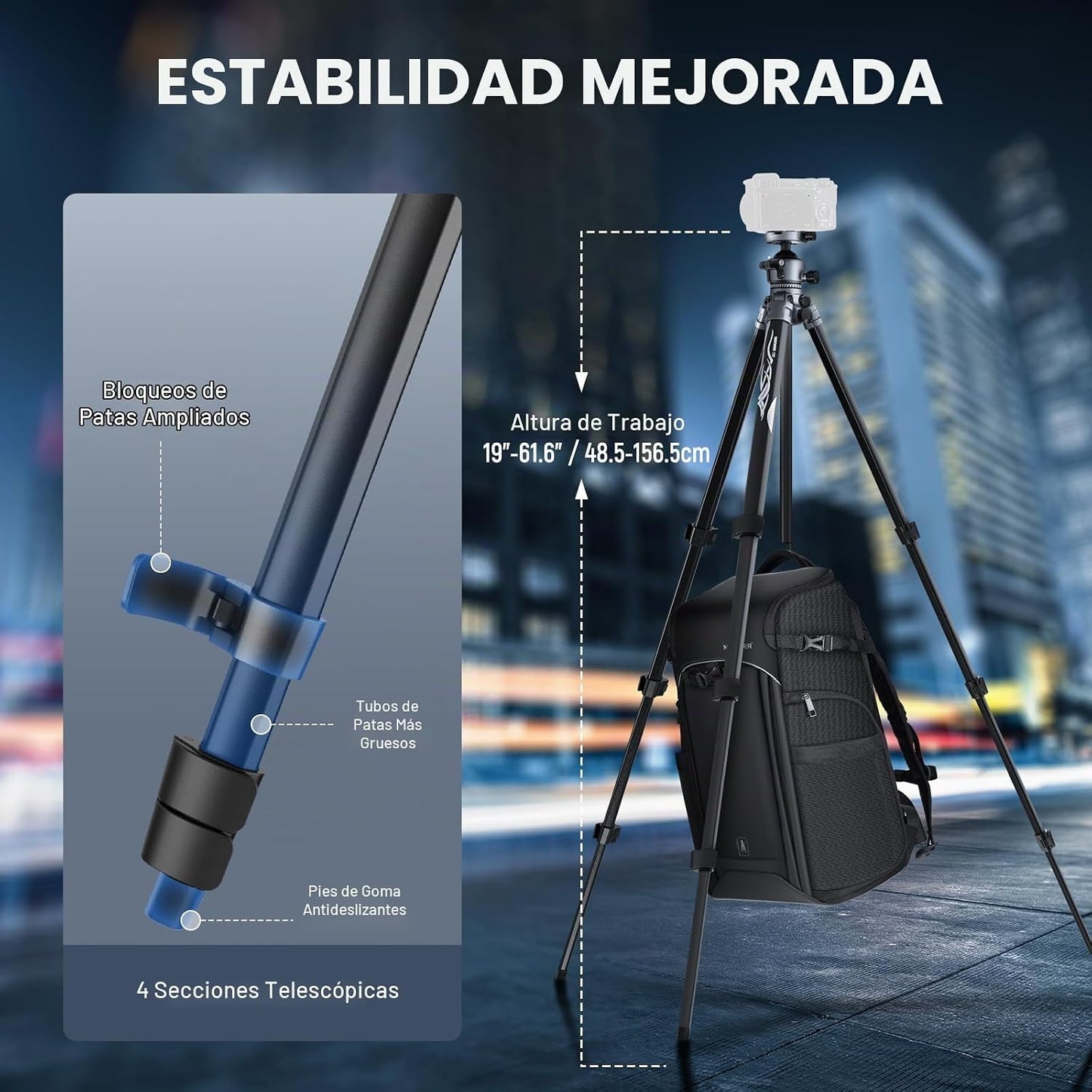 NEEWER LITETRIP LT07 - Trípode de viaje de aluminio de 61 pulgadas...