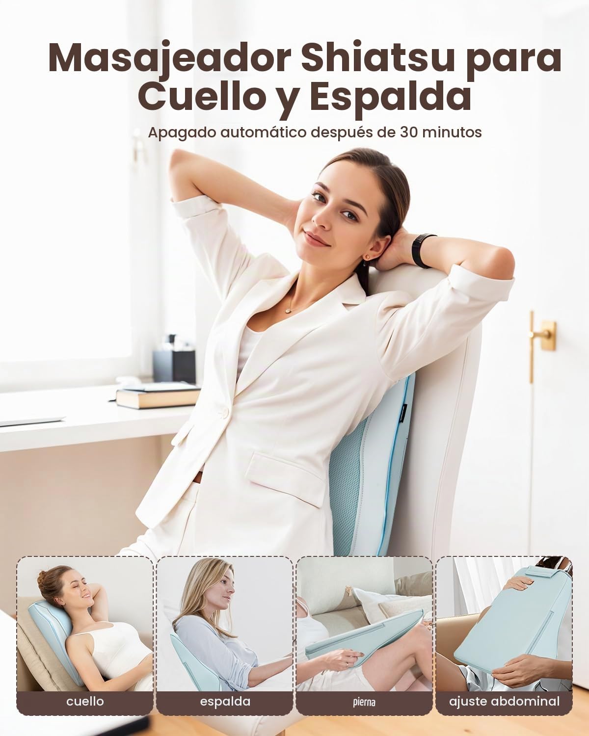 COMFIER Masajeador de espalda Shiatsu con calor, masajeador de cuel...