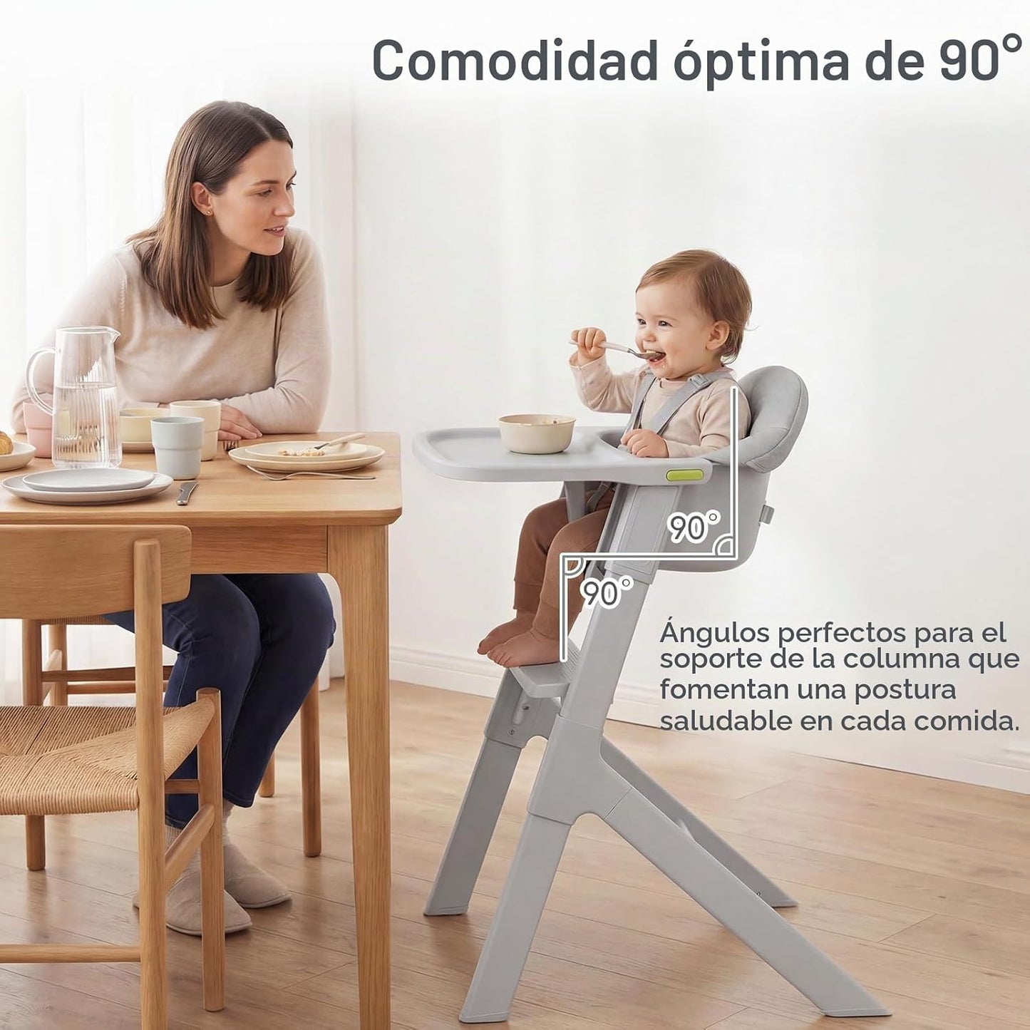 INFANS Silla alta para bebé, sillas altas lavables de cuerpo comple...