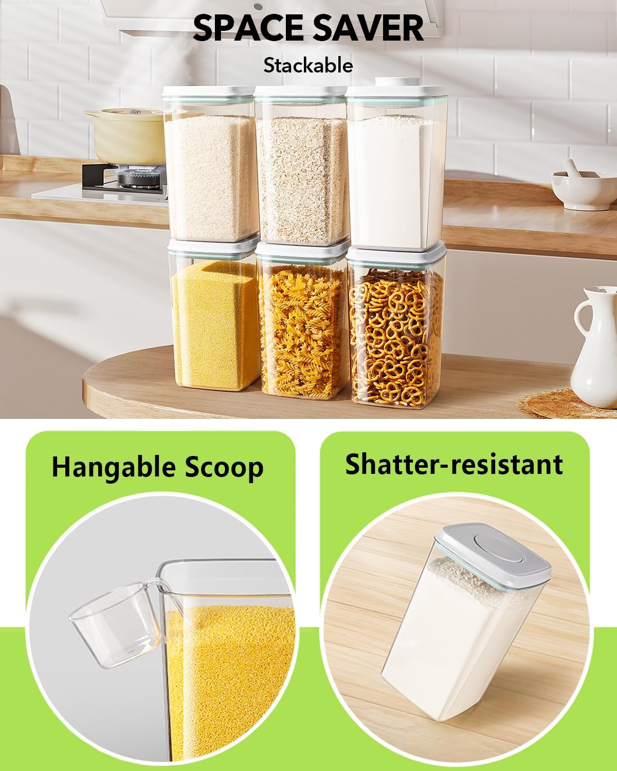Ankou Envase hermético para almacenamiento de alimentos con tapa a...