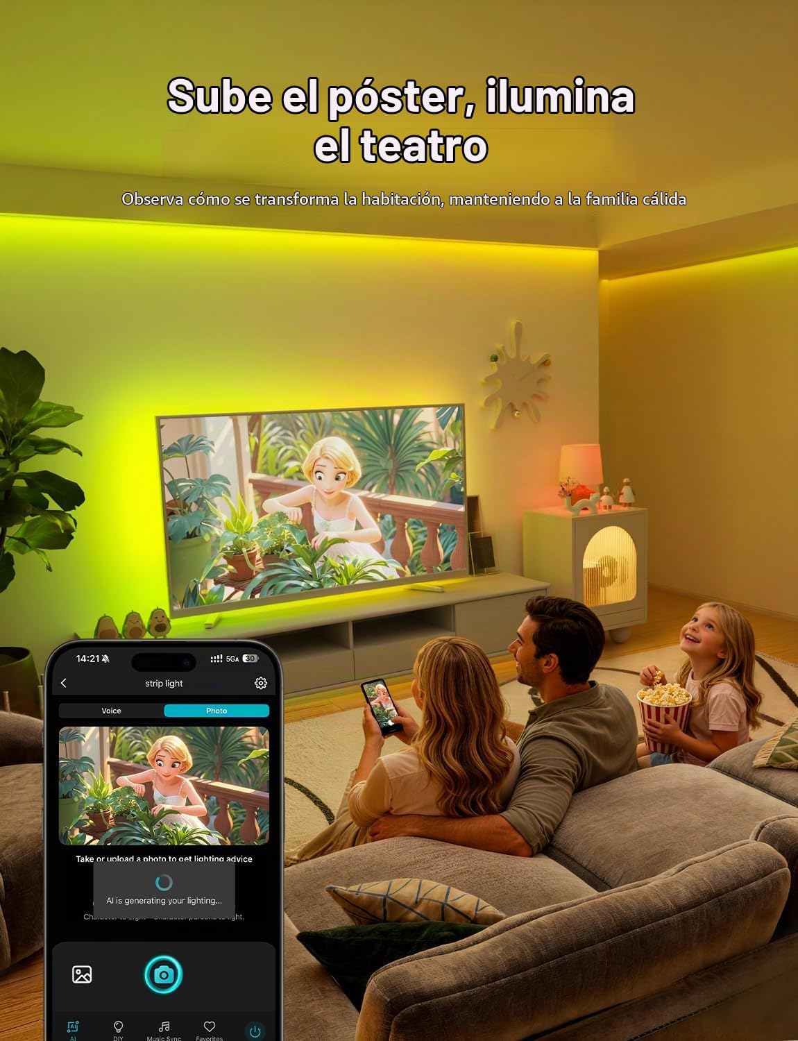 Lepro S1 - Tira de luces LED AI para dormitorio, 100 pies (2 rollos...