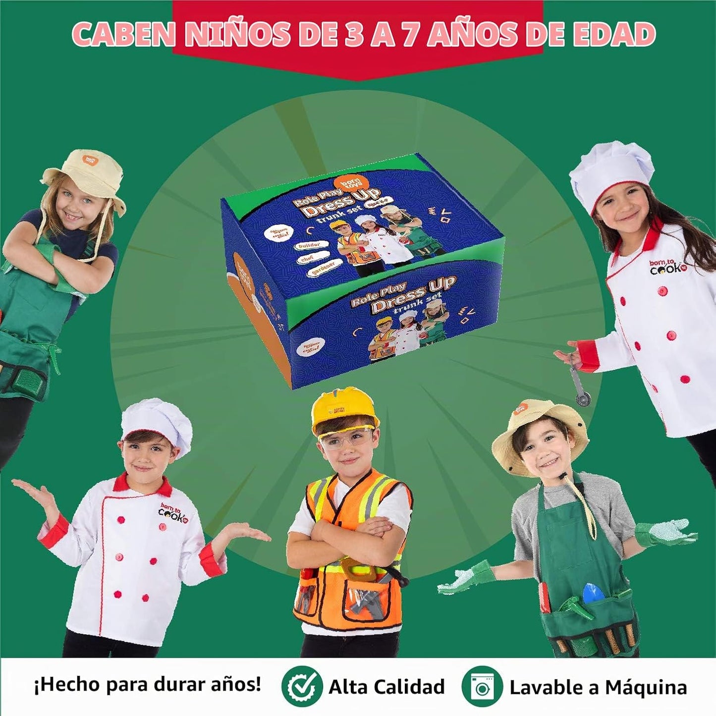 Born Toys Ropa de vestir 3 en 1 para niños y niñas de 3 a 7 años, j...
