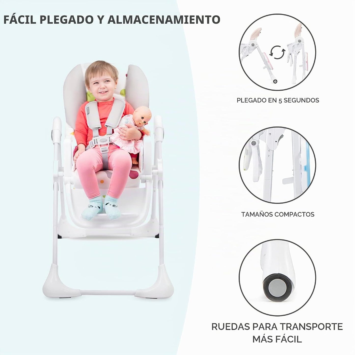 Kinderkraft Trona Yummy, silla de bebé, ergonómica, cómoda, reclina...