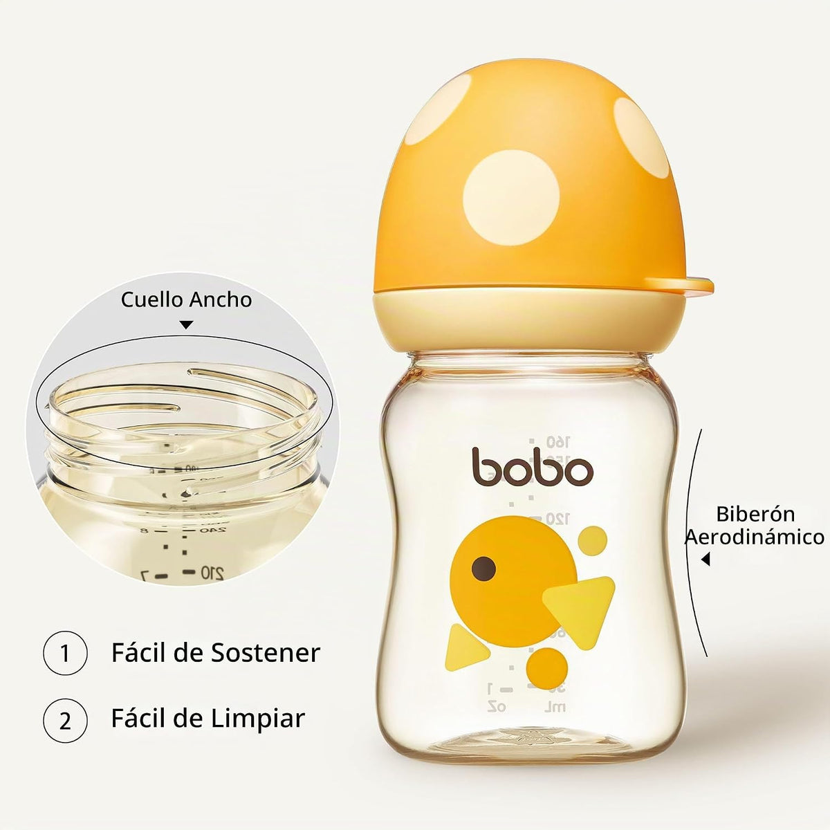 YOHKOH PPSU - Biberón de cuello ancho para recién nacidos, biberón...