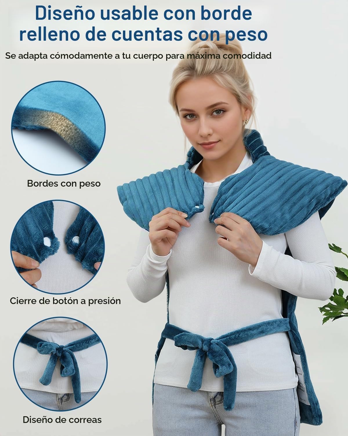 Almohadilla térmica vibratoria para cuello, hombros y espalda, 24 x...