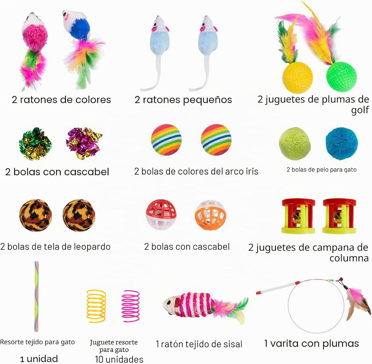 32 Piezas Juguetes para Gatos y Gatitos, Surtido de Juguetes Intera...