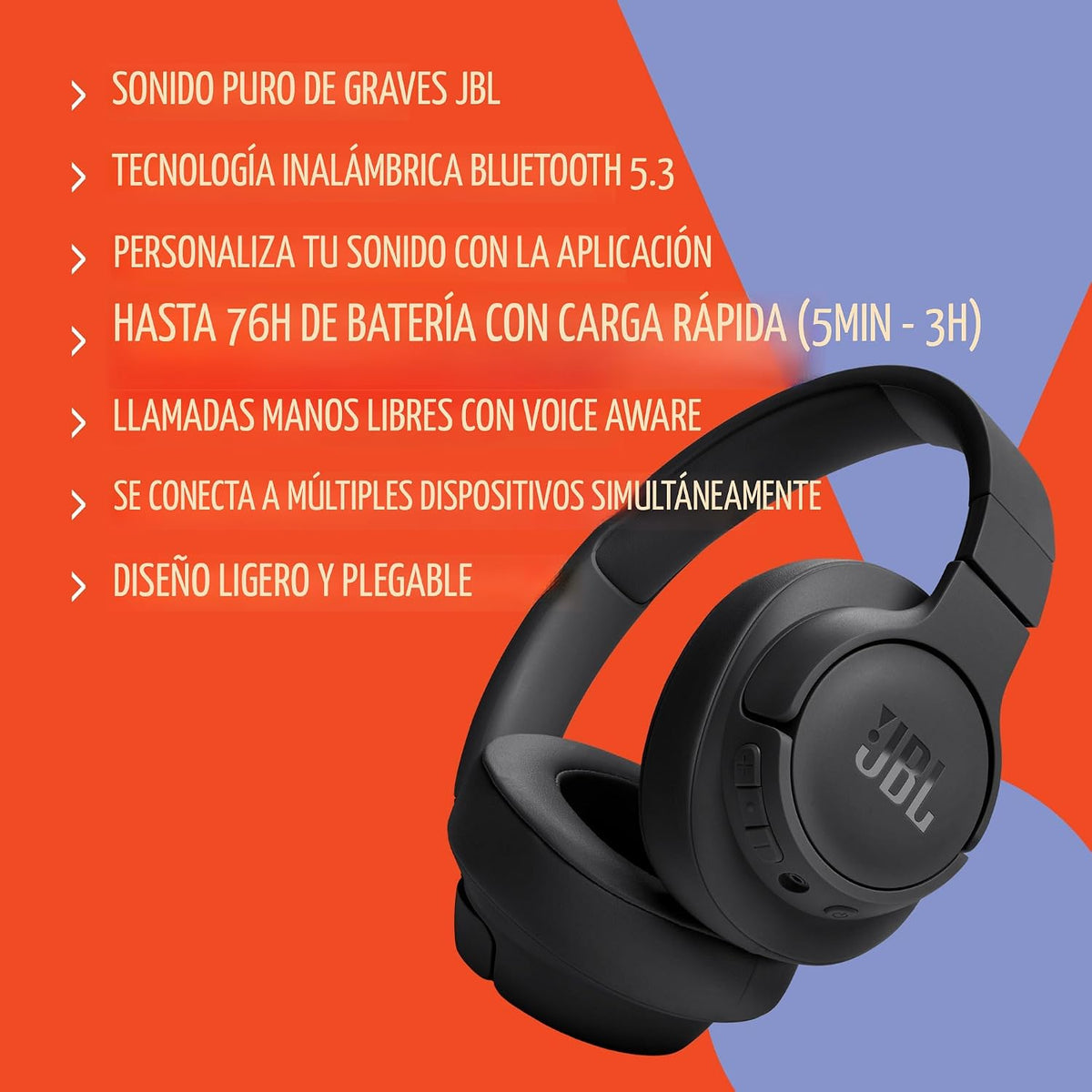 JBL Tune 720BT - Auriculares inalámbricos sobre la oreja - Azul | J...